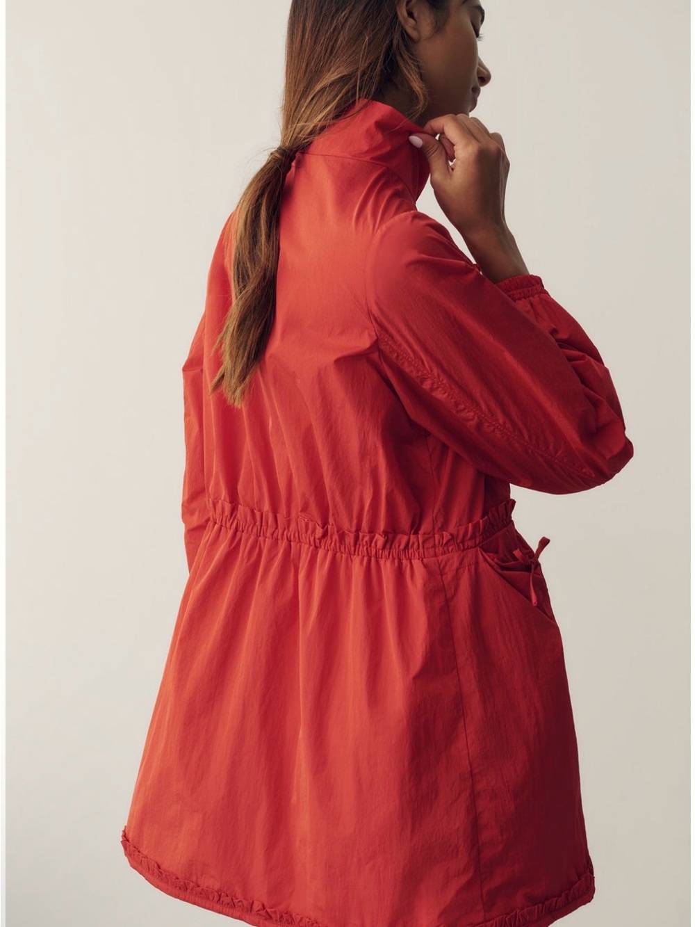 NWT Anthropologie Daily Practice Bright Red Half-Zip Anorak Windbreaker Size M - Picture 3 of 7